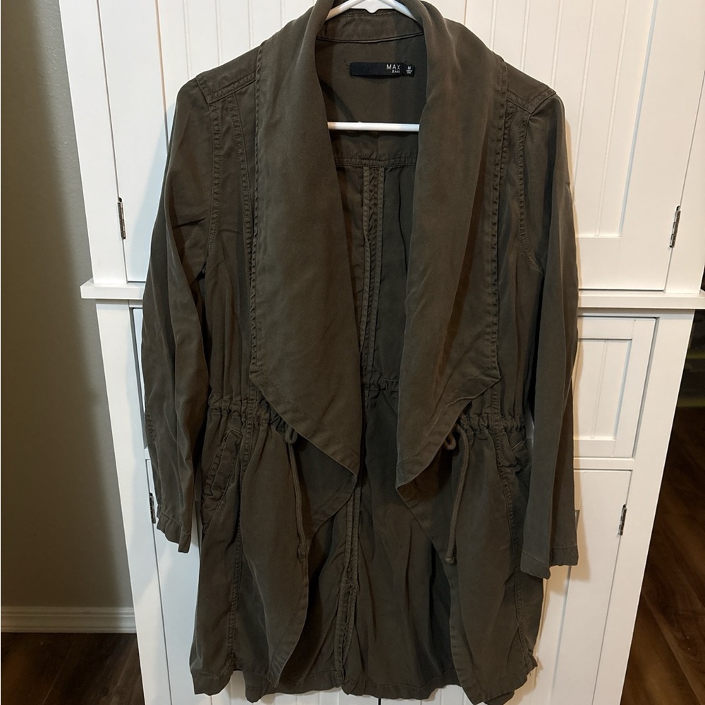 Max Jeans Olive Utility Duster Jacket Medium Lightweight Layering